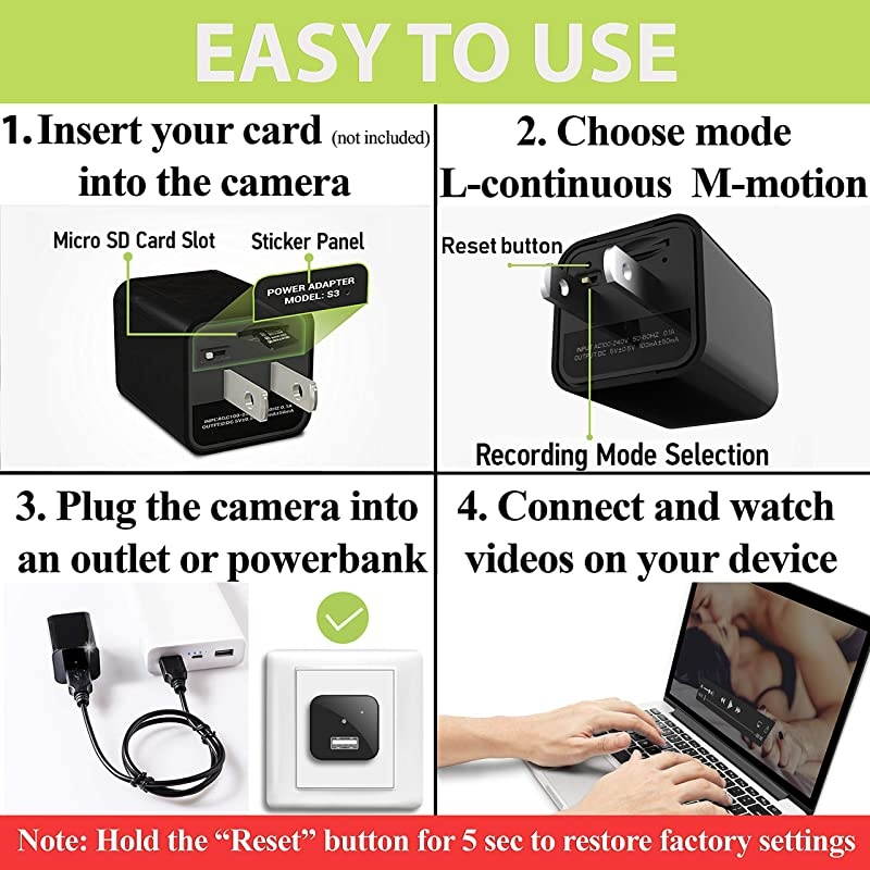 Camera Charger Hidden Camera Premium Pack HD 1080P Best Camera USB Charger Camera Hidden Camera Hidden Nanny Cam Mini Camera Hidden Cam Surveillance Camera Full HD