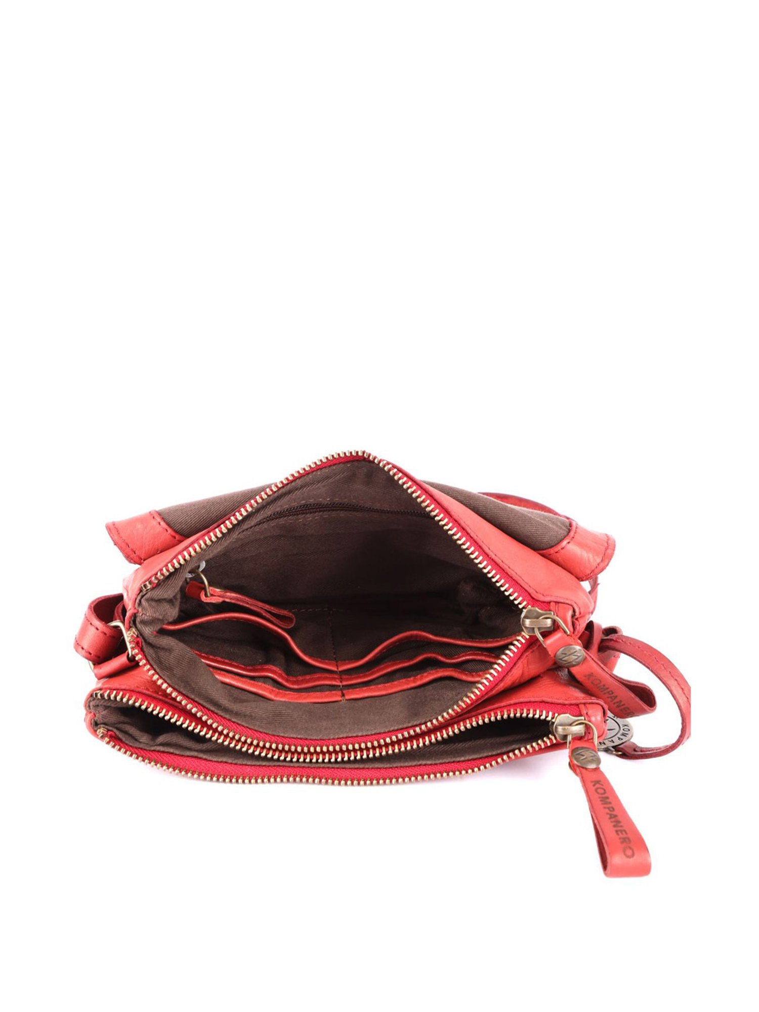 KOMPANERO Mia Red Leather Textured Sling Handbag