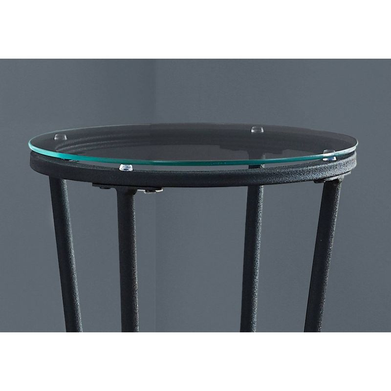 Accent Table Hammered Metal with Tempered Glass Black - EveryRoom