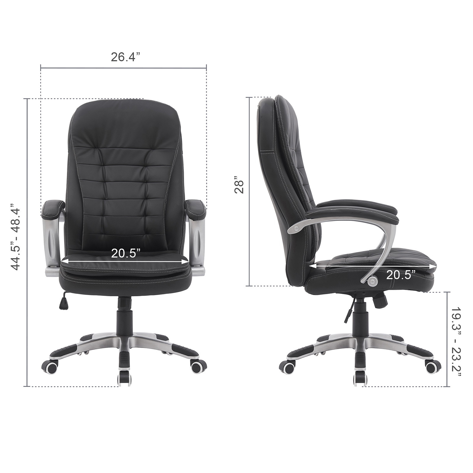 YOUTHUP Office Chair Computer High Back Adjustable Ergonomic Desk Chair Executive PU Leather Swivel Task Chair with Armrests Lumbar Support,Black