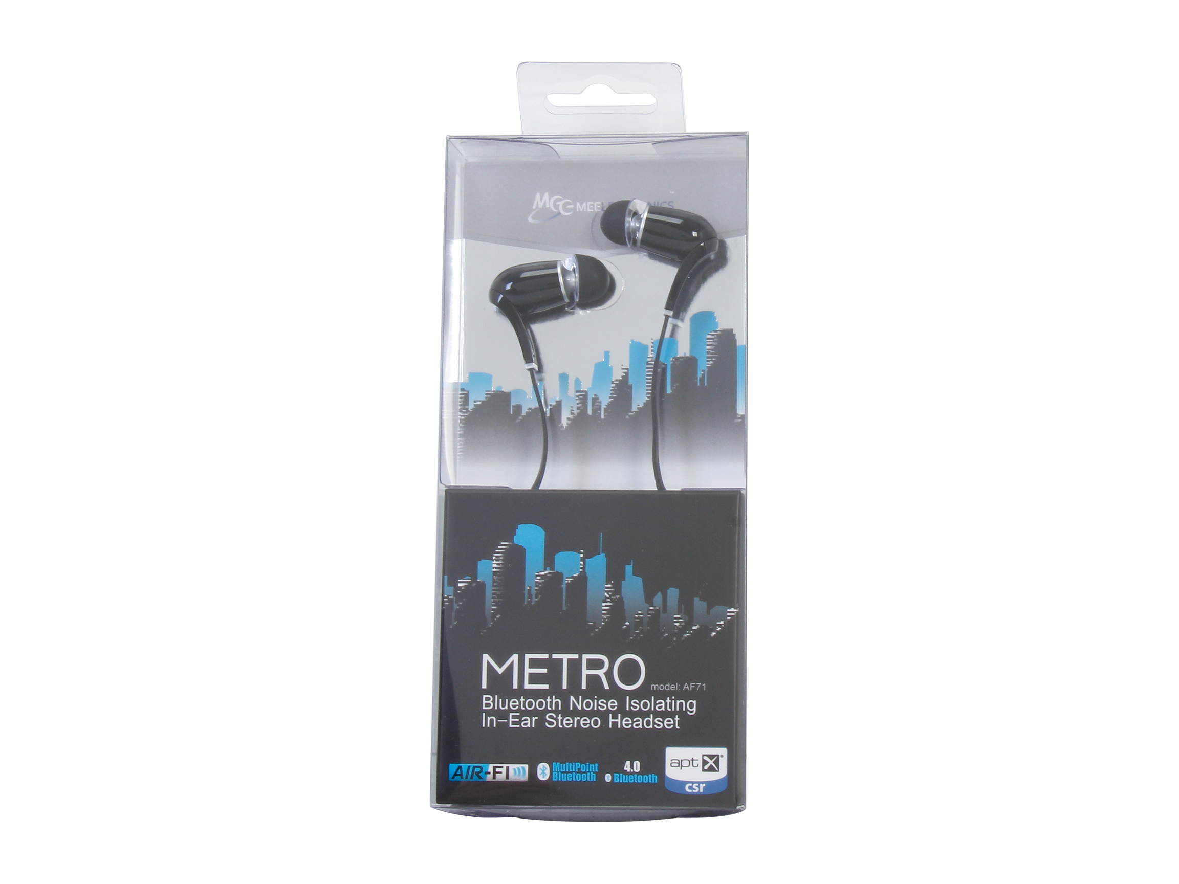 Mee audio Black/White EP-AF71-BK-MEE Air-Fi METRO AF71 Bluetooth Noise Isolating In-Ear Stereo Headset -