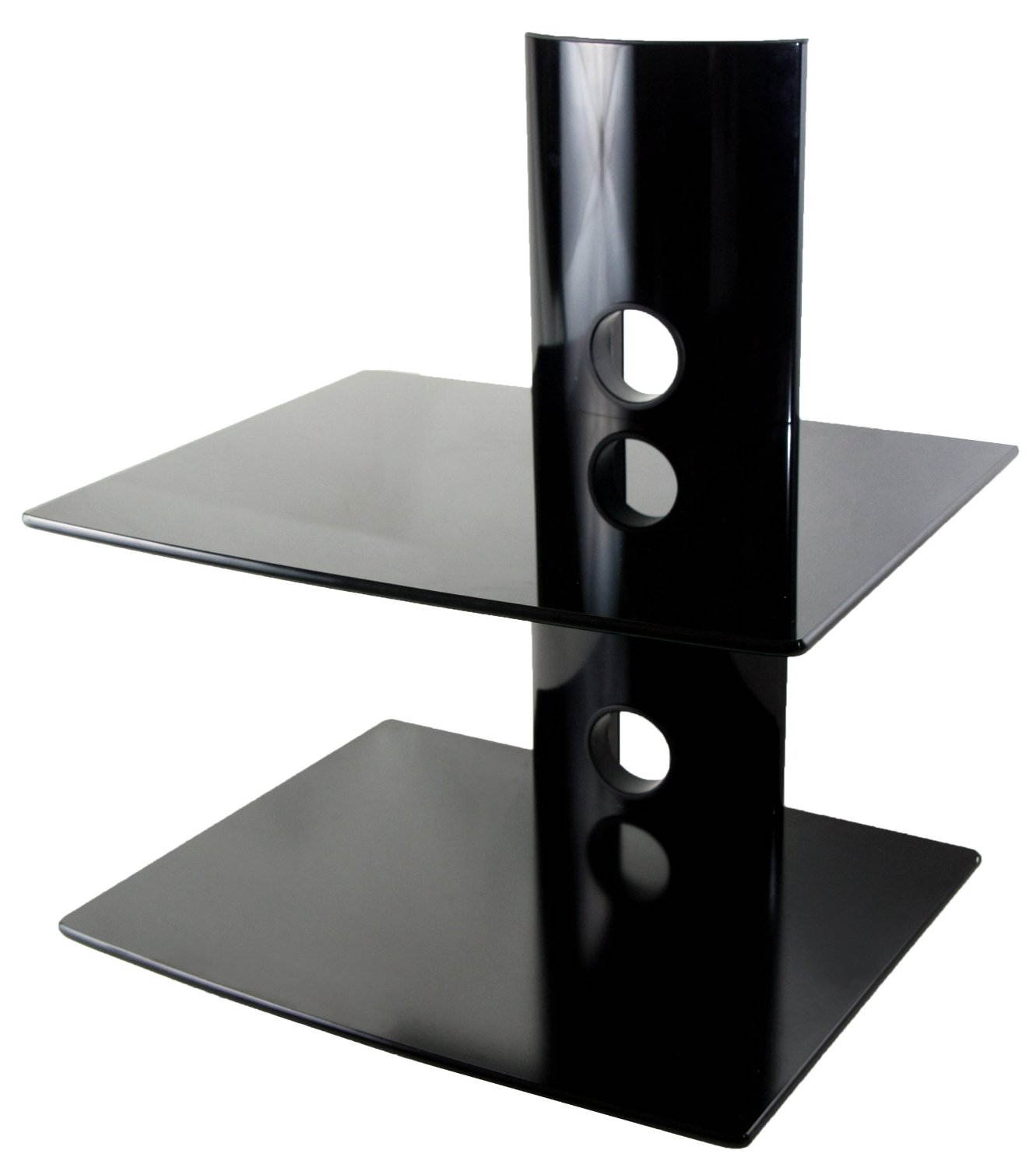 Mount-It! Floating Wall Mounted Shelf | 44 lbs Weight Capacity | 2 Shelves Tinted Tempered Glass | Black