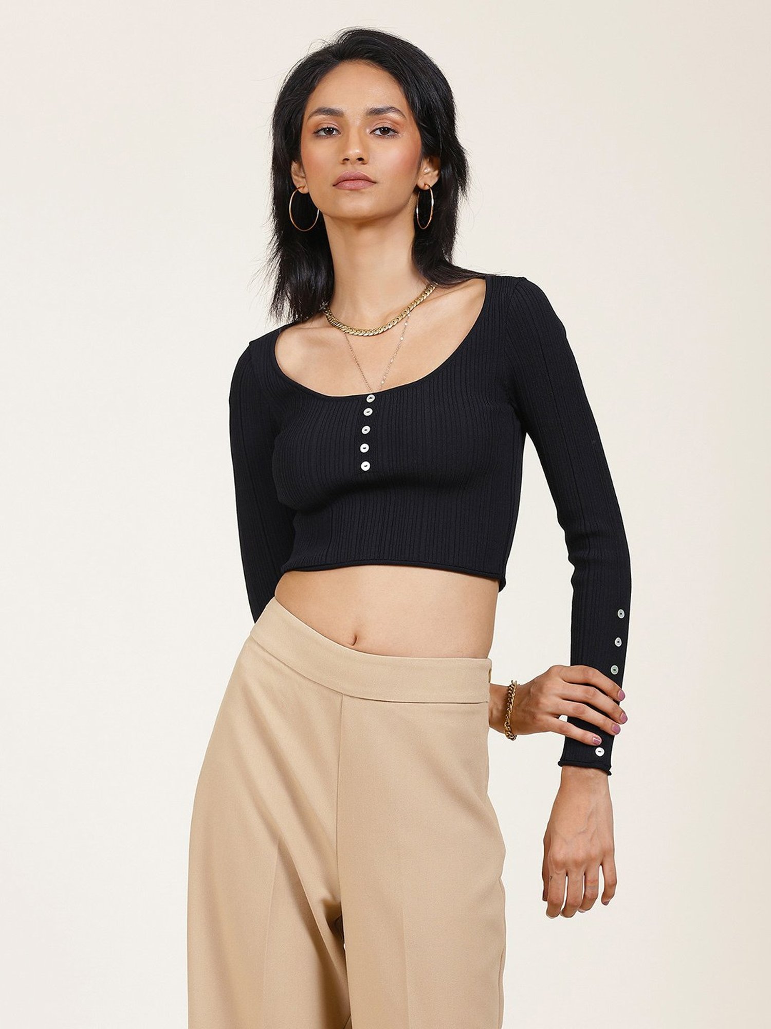 Label Ritu Kumar Black Crop Top