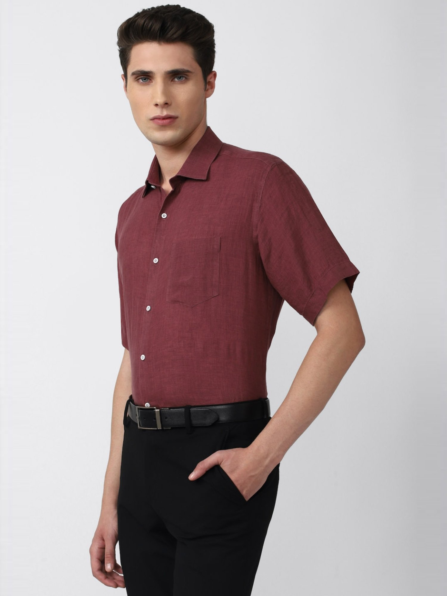 Van Heusen Maroon Regular Fit Texture Shirt