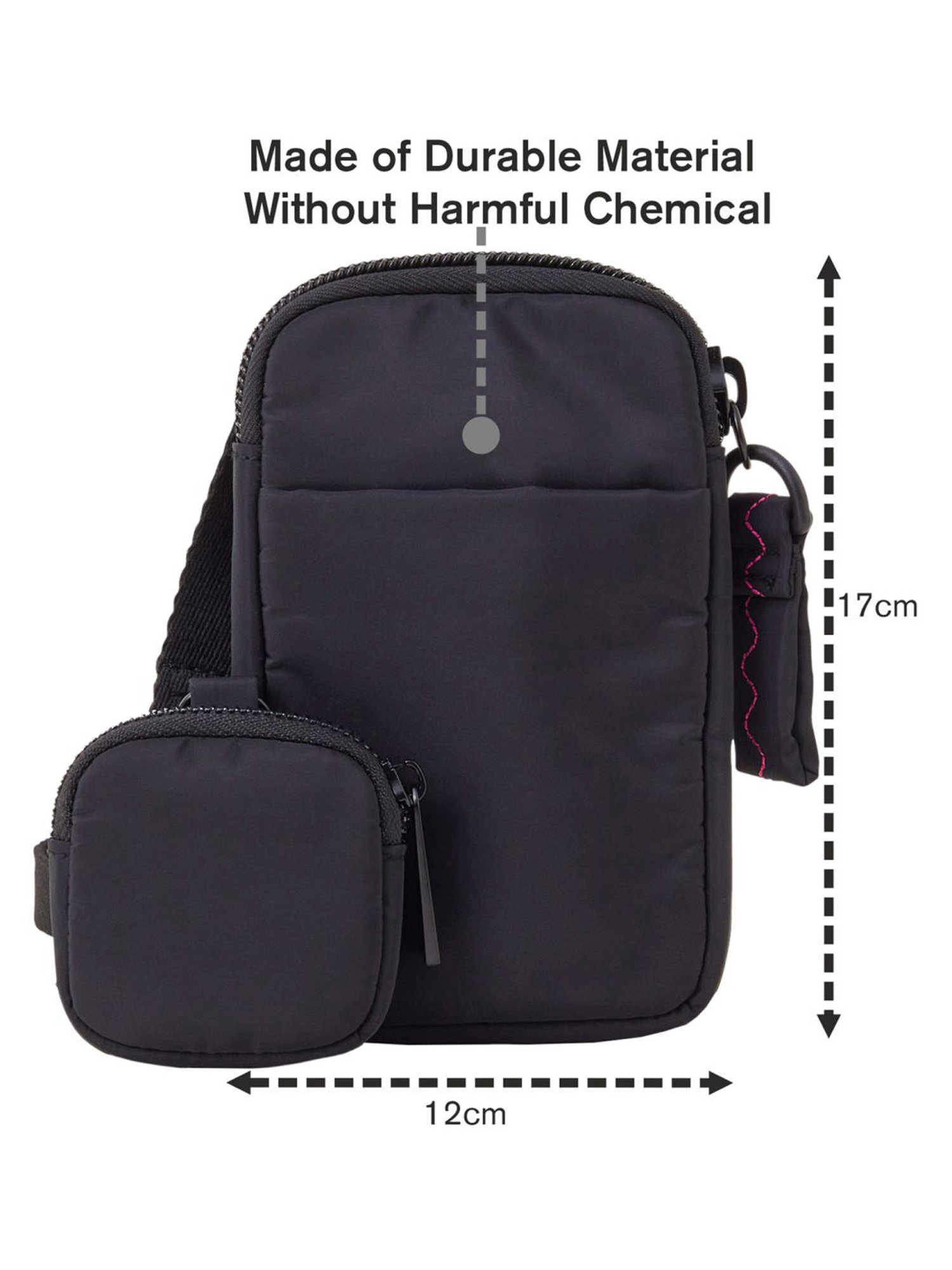 Accessorize London Black Fabric Solid Mobile Pouch