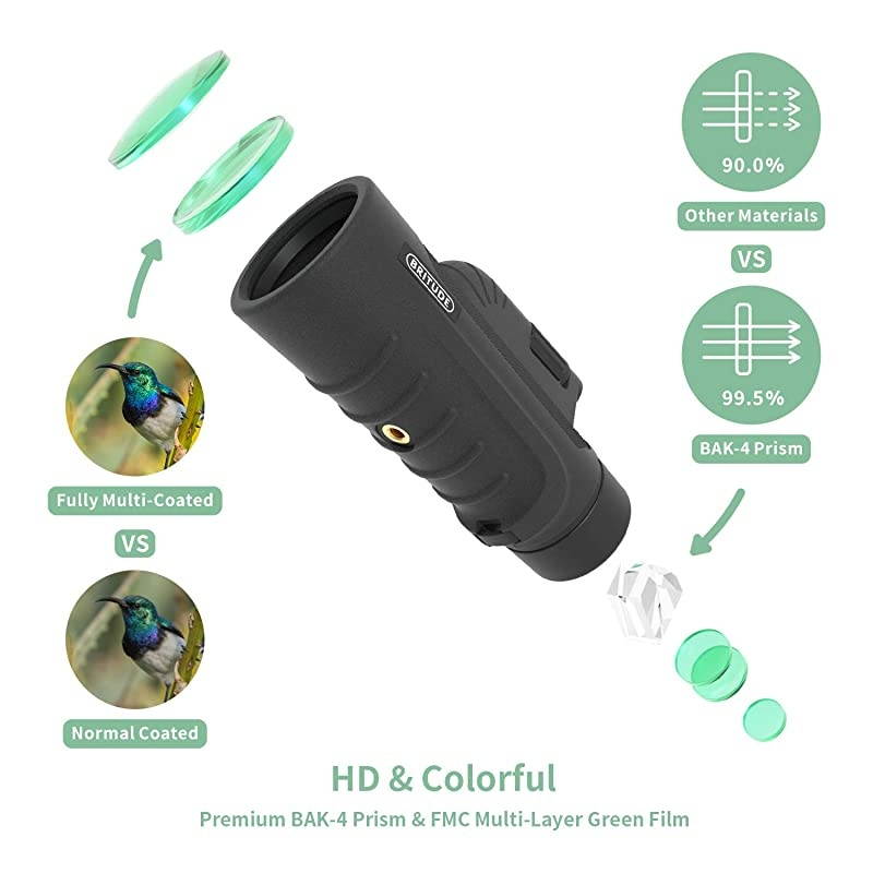 Telescope 10x42 High Definition with Smartphone Adapter Tripod Waterproof Fog Proof Pocket Scope for Adults and Kids FMC BAK4 Prism for Bird Watching Travelling Hunting