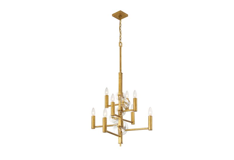 36" Engeared 8 Light Chandelier Antiqued Gold Leaf - Varaluz