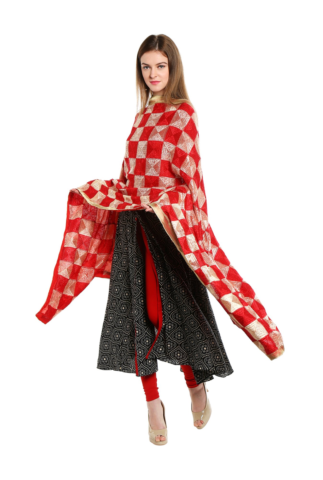 Stylum Red Plain Dupatta