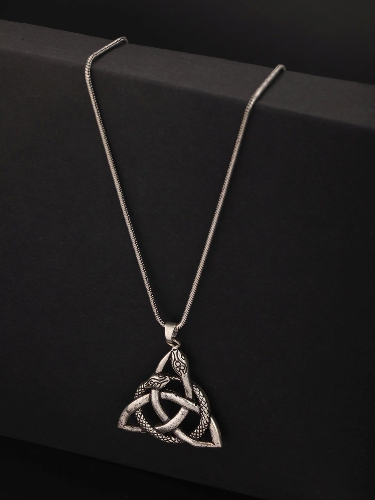 Bold by Priyaasi Snake Triad Black Casual Pendant With Chain for Men