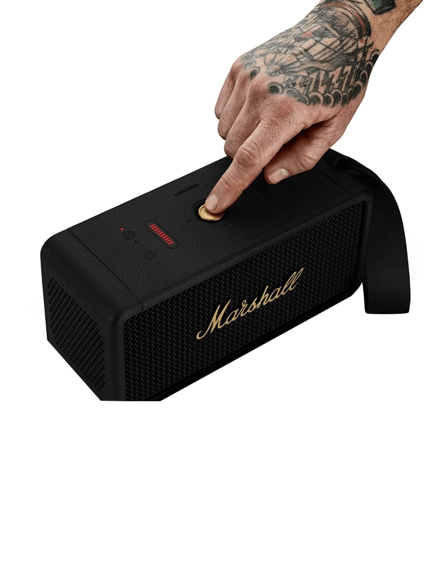 Marshall Middleton Portable Bluetooth Speaker with Upto Hours Of Portable Playtime (Black & Brass)