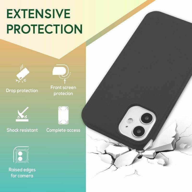 Liquid Silicone Case for iPhone 12 Mini 5.4" Soft Rubber Protective Cover, Black