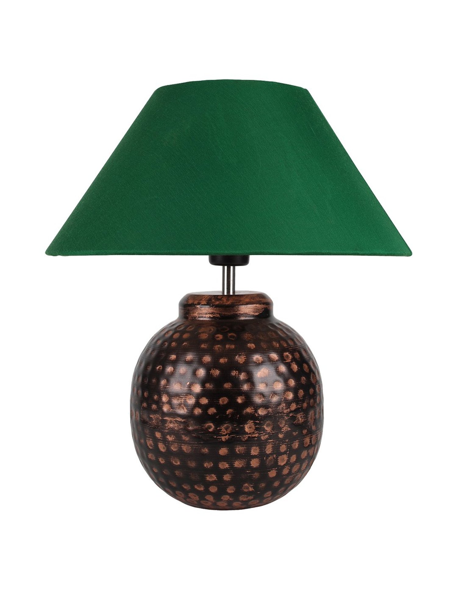 Homesake Green Hammered Oil-Rubbed Bronze Metal Linen Table Lamp