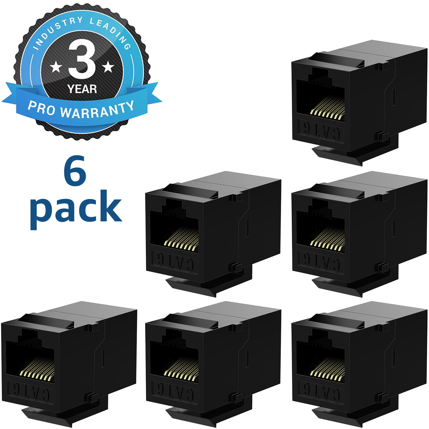 Rj45 Coupler Cat6 Keystone Jack Inline Coupler Female to Female Insert Coupler 12 Pack Black