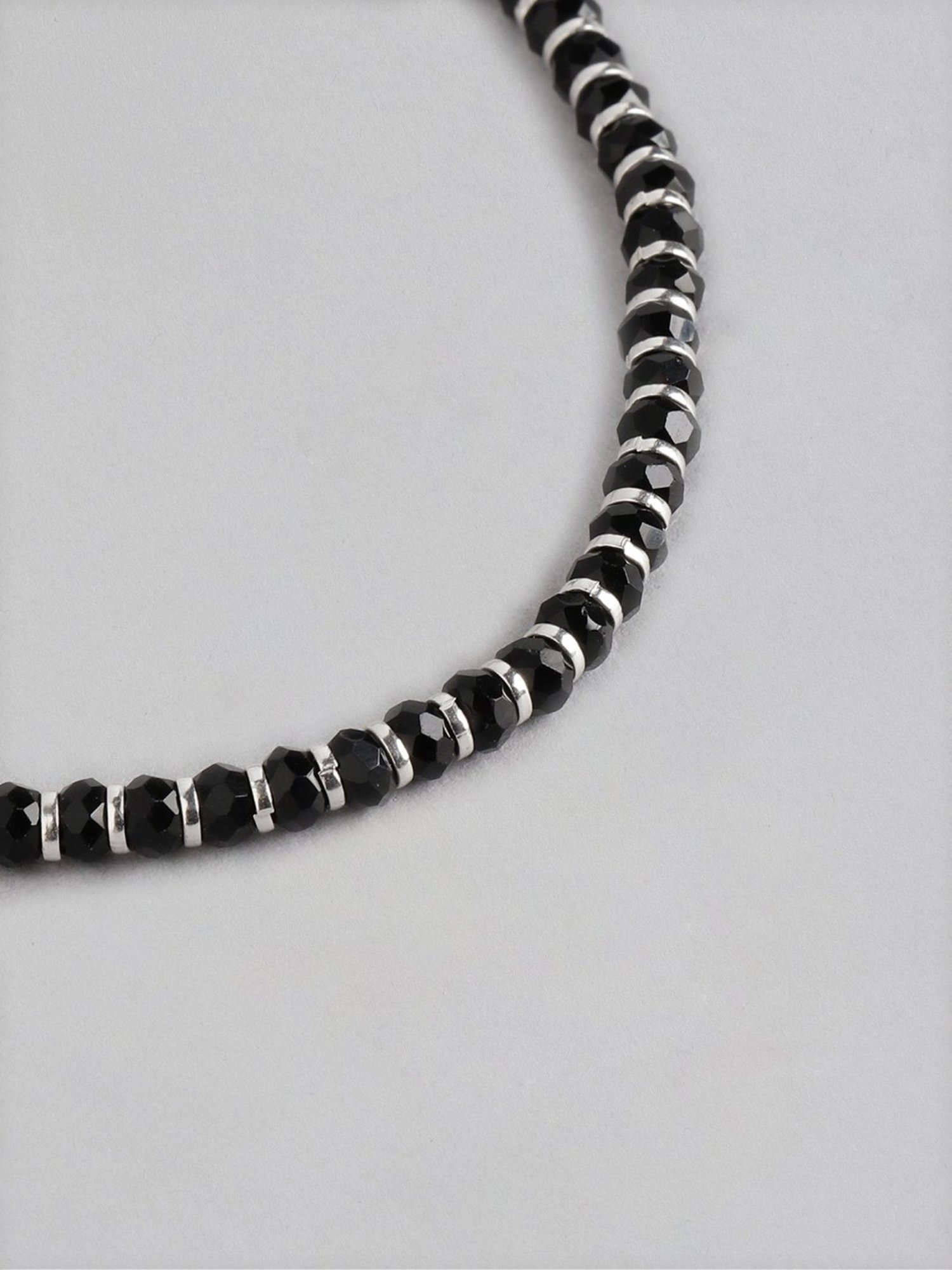 Zavya Classy Black Beaded 92.5 Sterling Silver Bracelet
