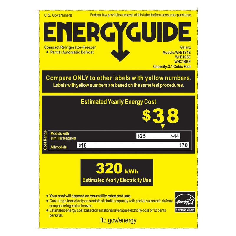 Whirlpool 3.1 Cu. Ft. Mini Refrigerator - Black WH31BKE