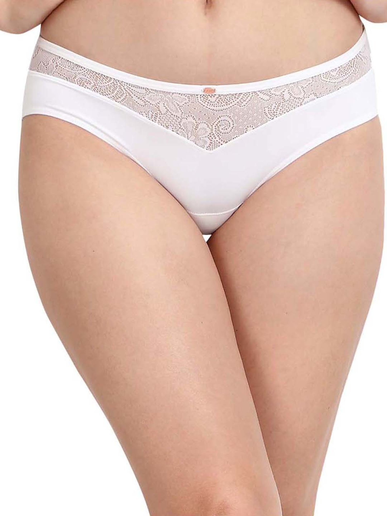 Soie Red & White Lace Work Bikini Panties - Pack Of 2