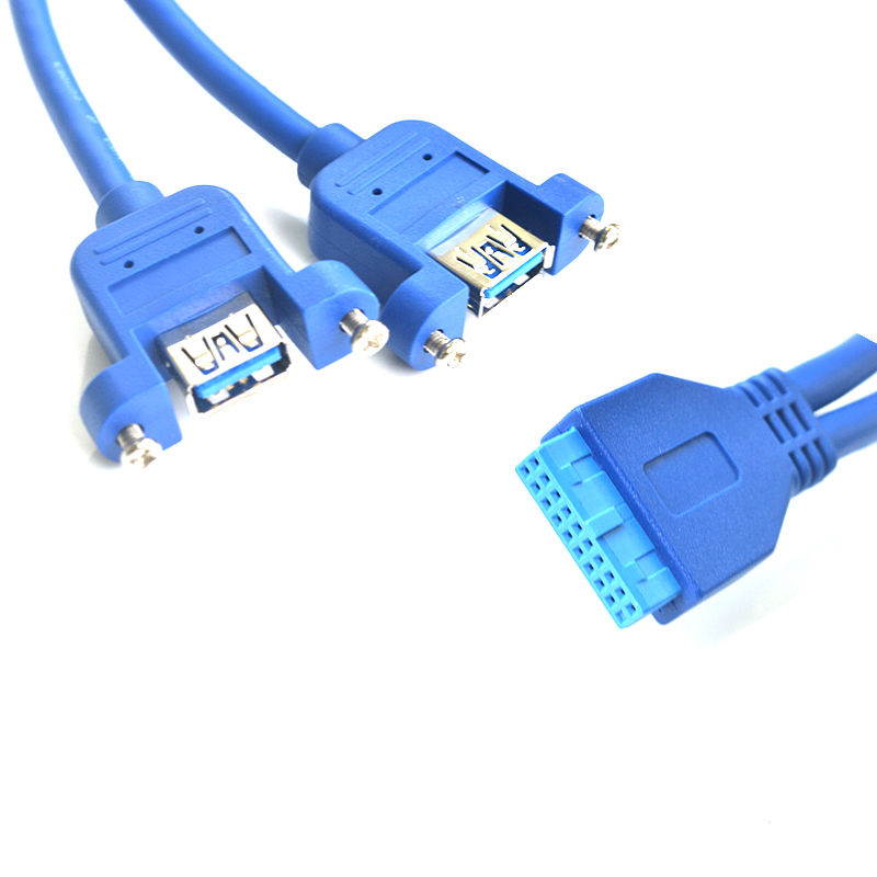 USB 3.0 Internal Motherboard Header 20pin to Dual USB 3.0 Female Cable(50cm/1.64ft) ,2 Port Panel Mount USB 3.0 Cable - USB A to Motherboard Header Cable F/F