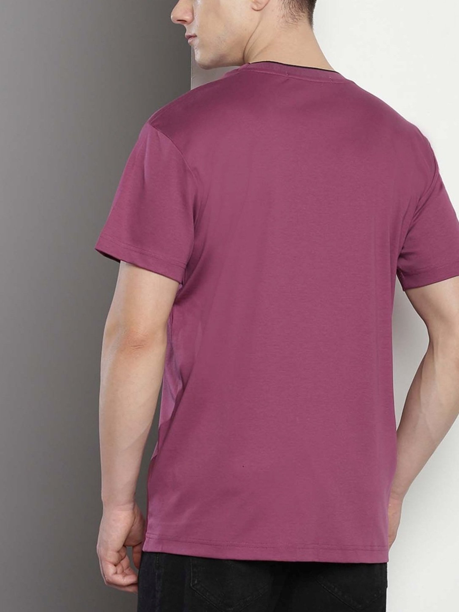 Calvin Klein Amaranth Cotton Regular Fit Logo Printed T-Shirt