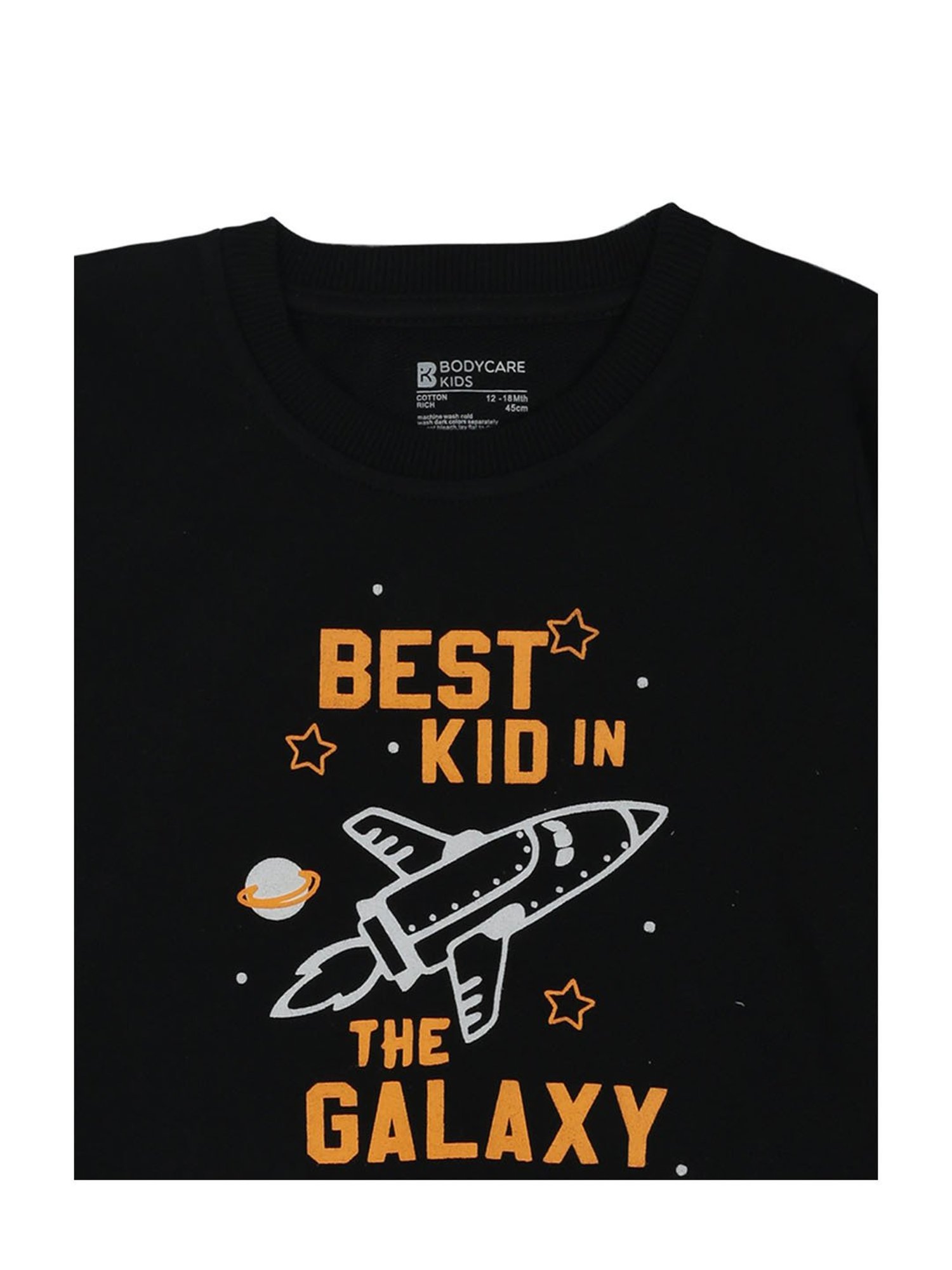 Bodycare Kids Jet Black Printed Full Sleeves Sweatshirt