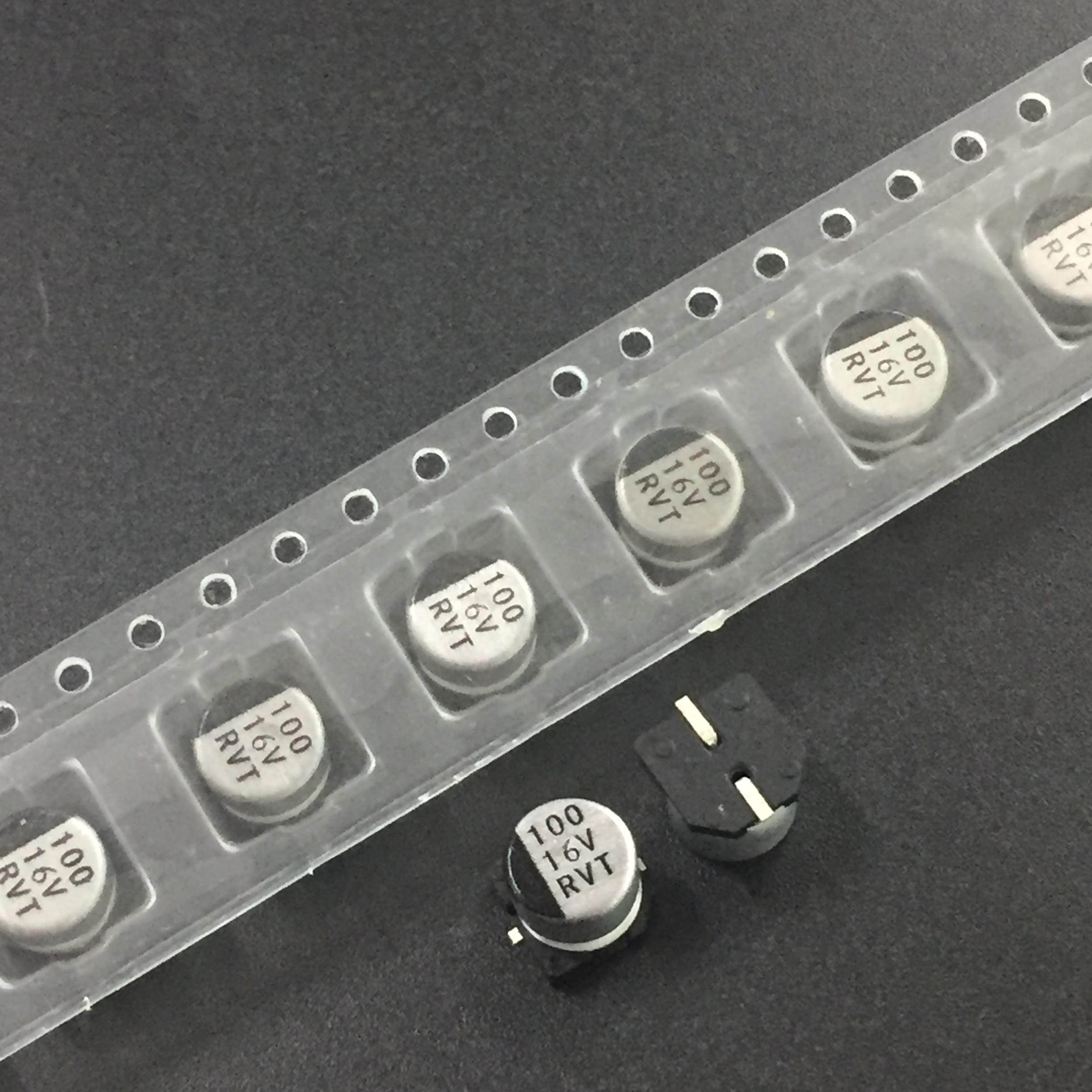 10pcs 100uF 16V TaiWan RVT series 6.3x5.4mm 16V100uF Chip type SMD Audio Electrolytic Capacitor