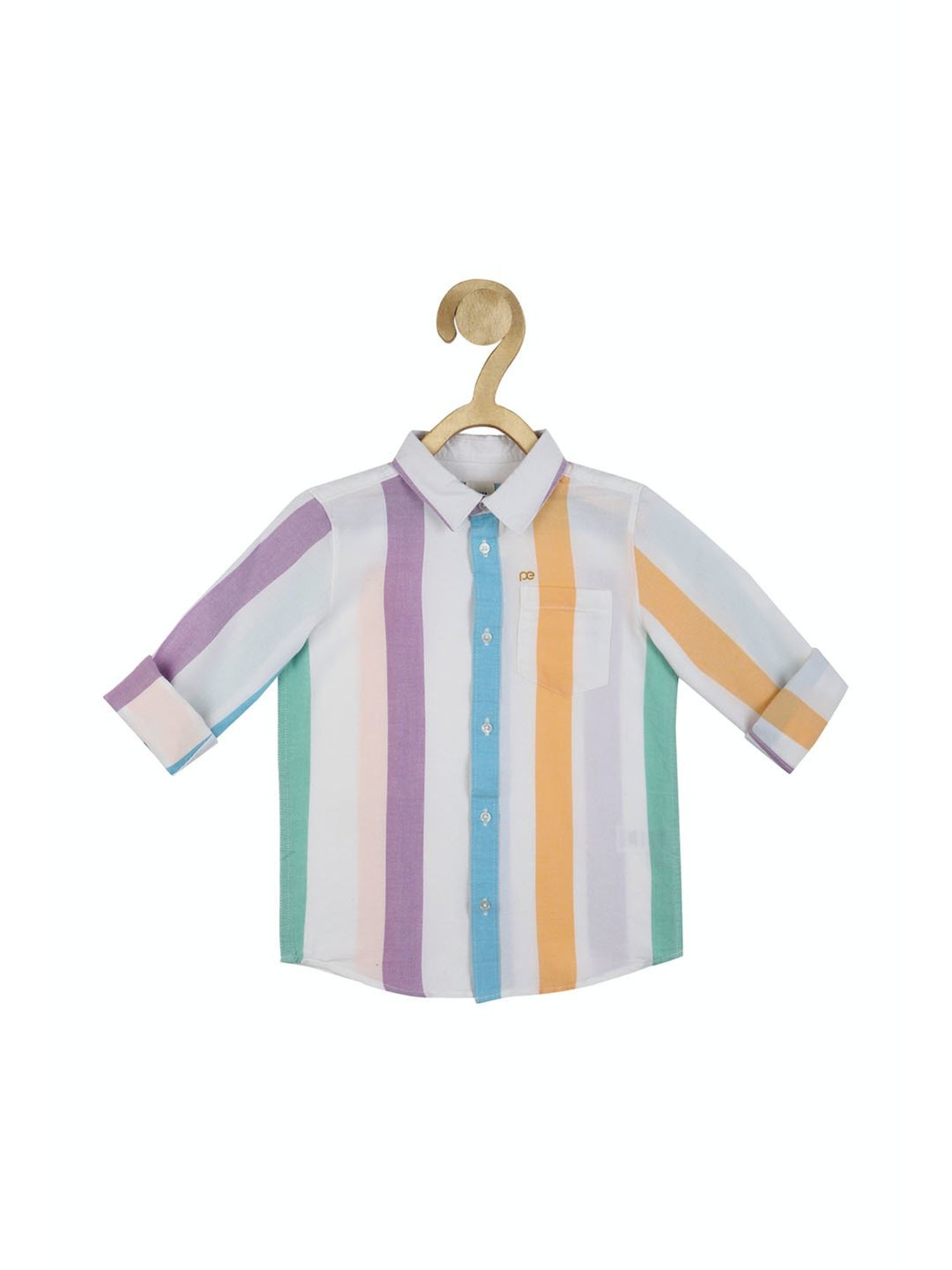Peter England Kids Multicolor Striped Full Sleeves Shirt