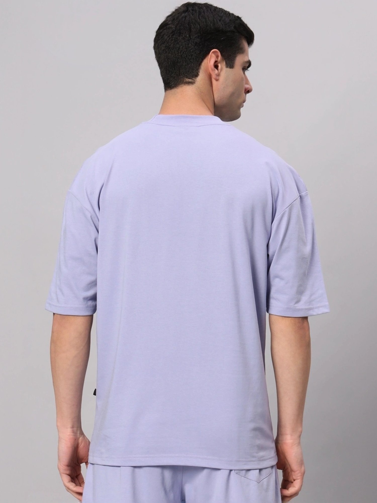 Griffel Lavender Cotton Loose Fit Printed T-Shirt