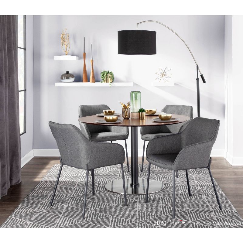 Marble Milan Contemporary Floor Lamp with Linen Shade Black (Includes LED Light Bulb) - LumiSource