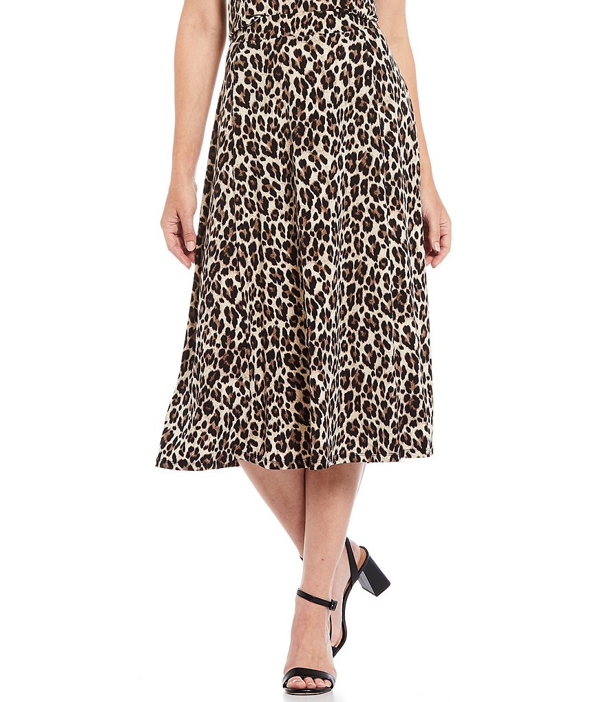 Investments Petite Size Soft Separates Pull-On Leopard Skirt