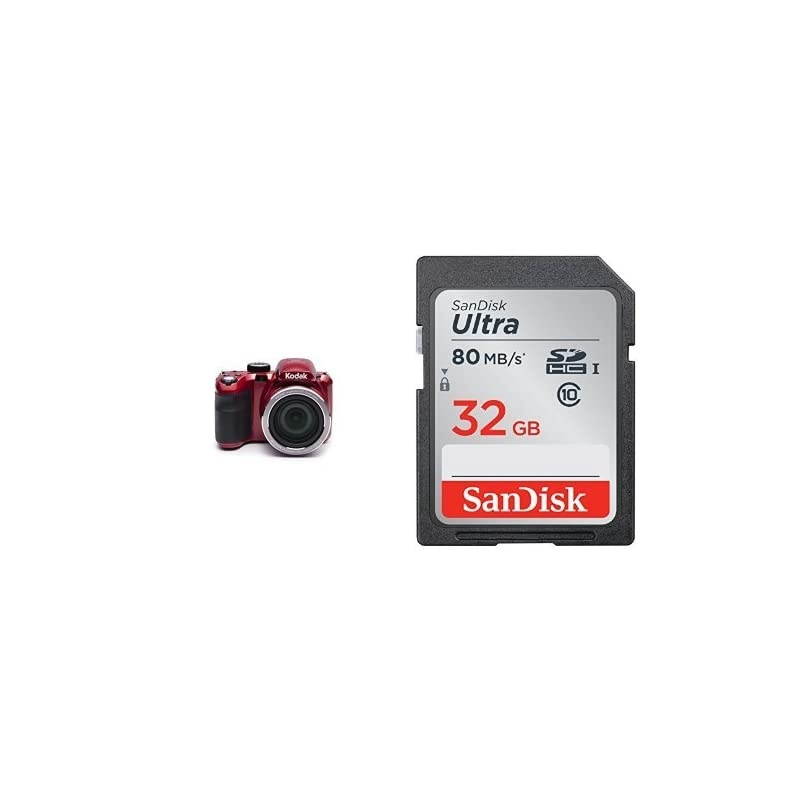 PIXPRO Astro Zoom AZ421 16 MP Digital Camera with SanDisk 32GB Memory Card (Red)
