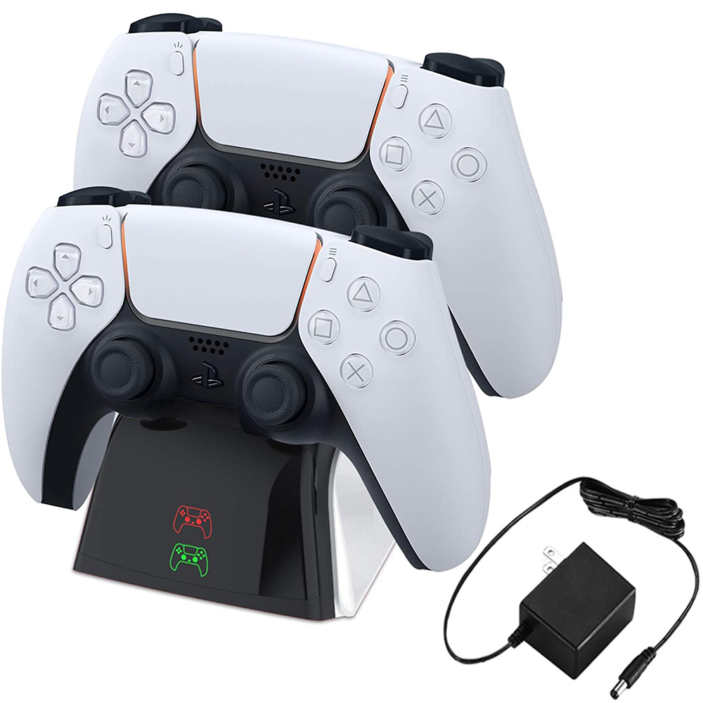 PS5 Controller Charger Station, PS5 Dualsense Controller Charging Station, 5V/2.8A 1.5-2.5 Hours Fast Charging Dual Dock for Playstation 5 Gampad, with LED Indicators & AC Adapter