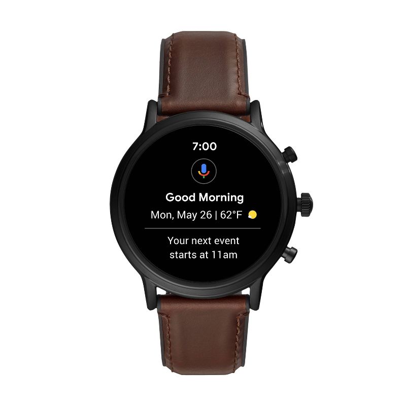 Fossil Gen 5 Smartwatch Carlyle HR 44mm - Black with Brown Leather