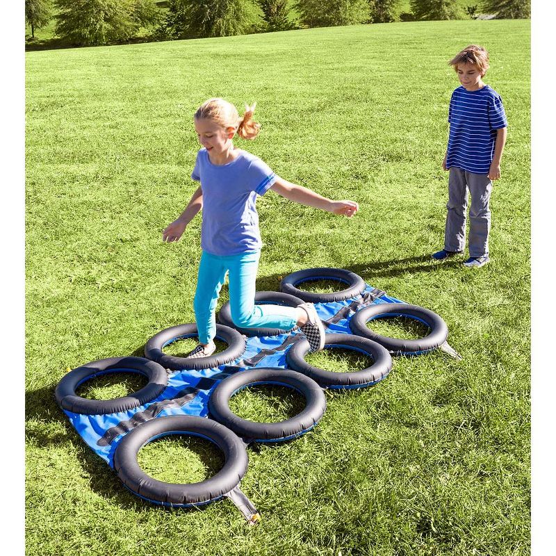 HearthSong Inflatable Tire Run with Sprinkler for Kids,  For Use With or Without Water