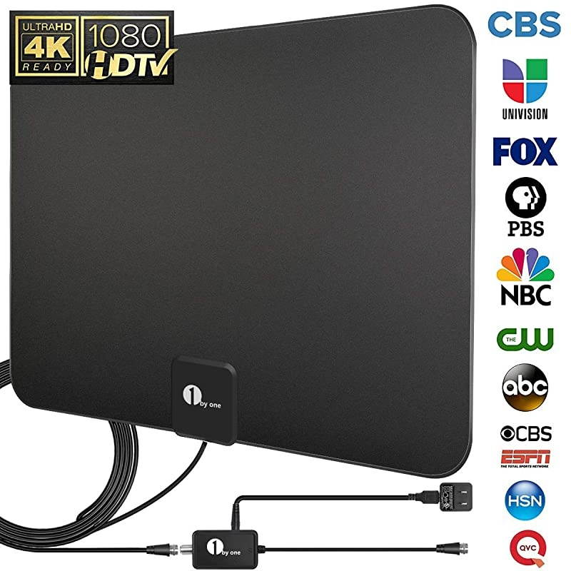 HD Digital TV Antenna - Support 4K 1080p and All Older TV's - Indoor Smart Switch Amplifier Signal Booster - Coax HDTV Cable/AC Adapter