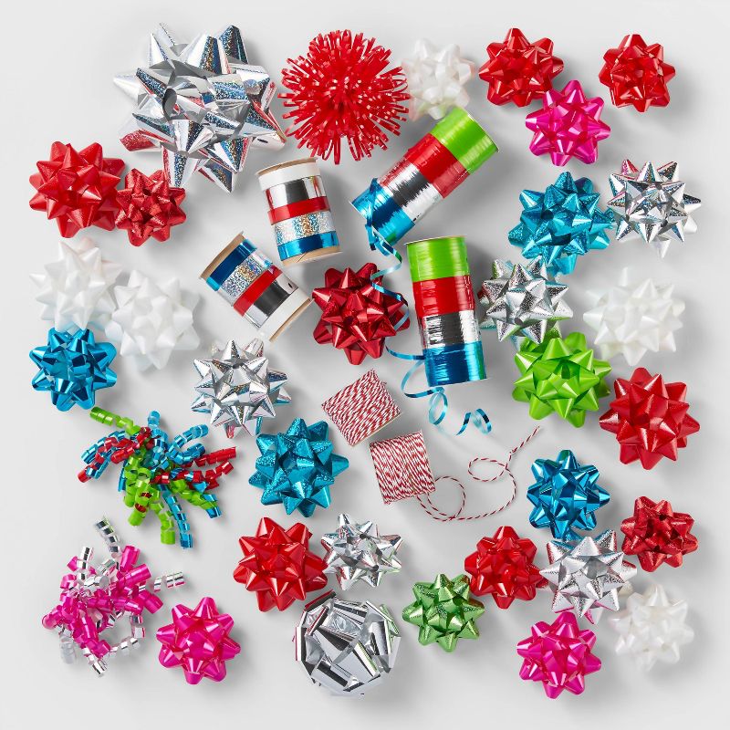 White/Silver/Red/Aqua Bow & Ribbon Kit - Wondershop™