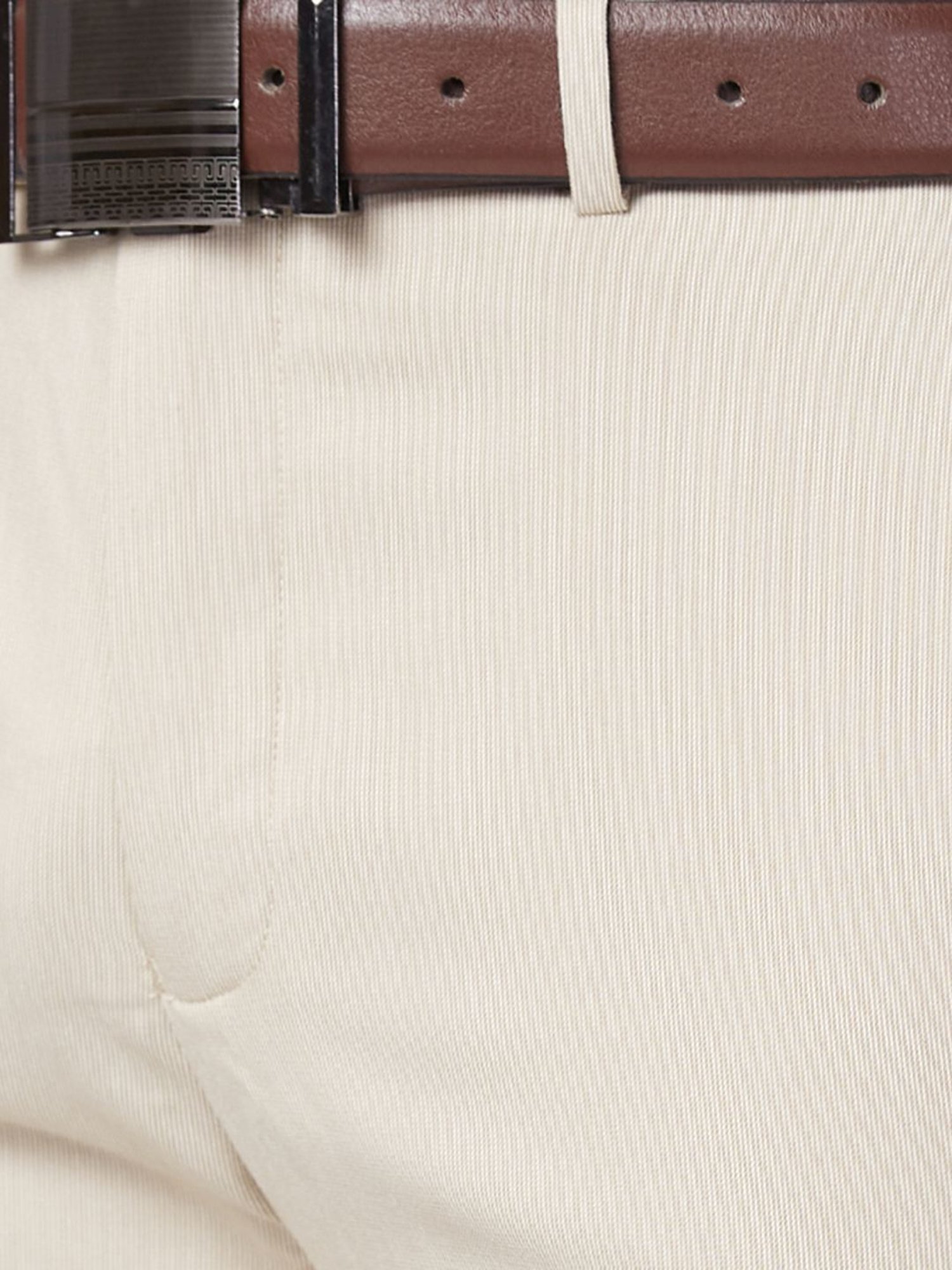 Park Avenue Beige Classic Fit Striped Trousers