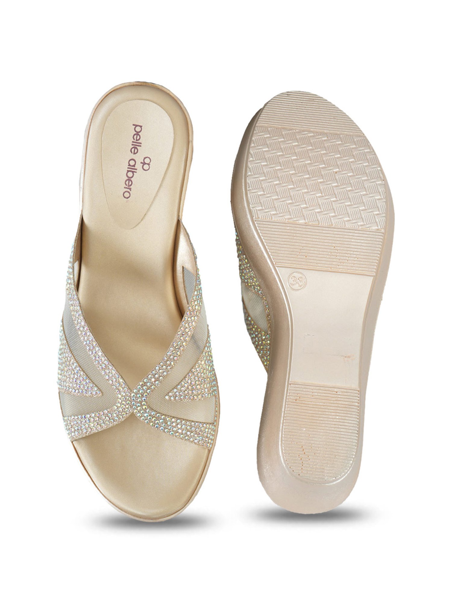 Pelle Albero Women's Gold Ethnic Wedges