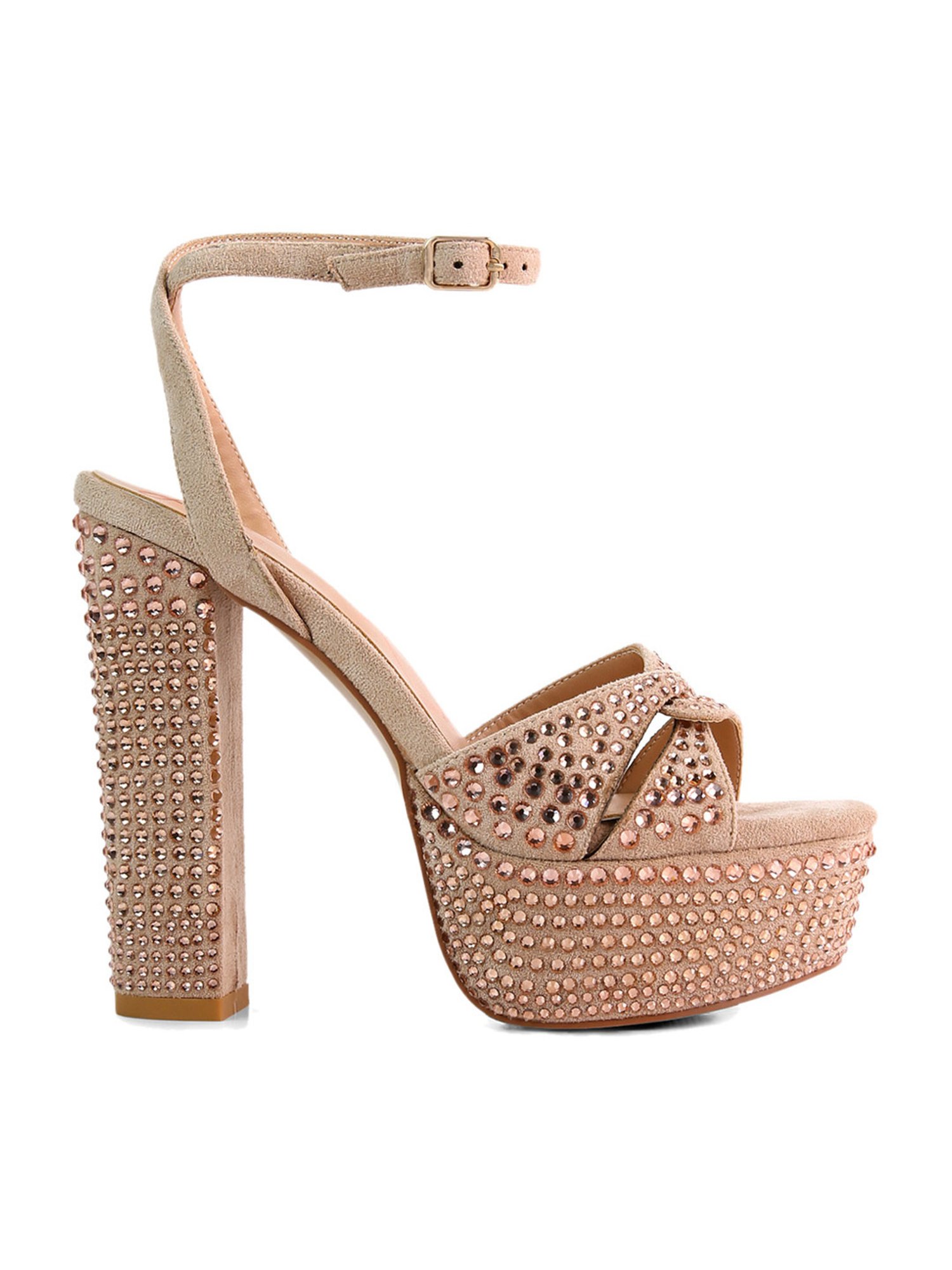 London Rag Women's Beige Ankle Strap Sandals