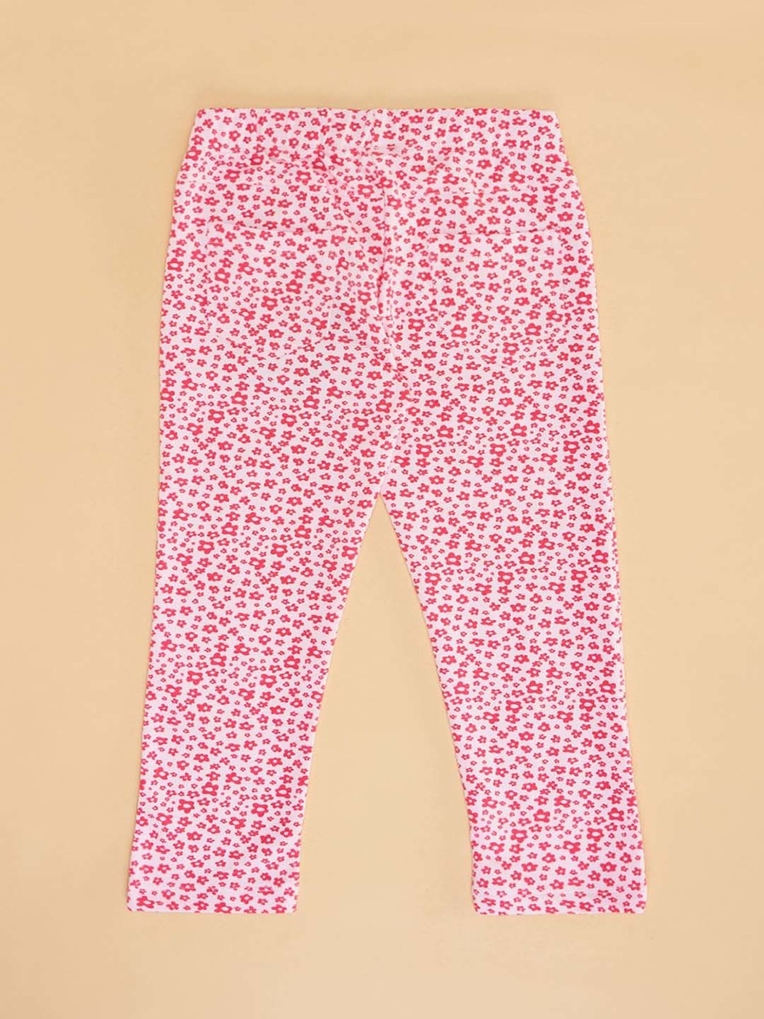 Pantaloons Junior Pink Cotton Floral Print Leggings