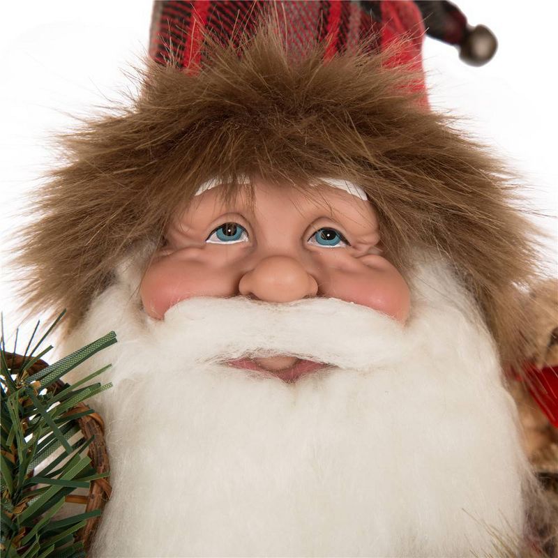 18" Plaid Santa Figurine - Glitzhome