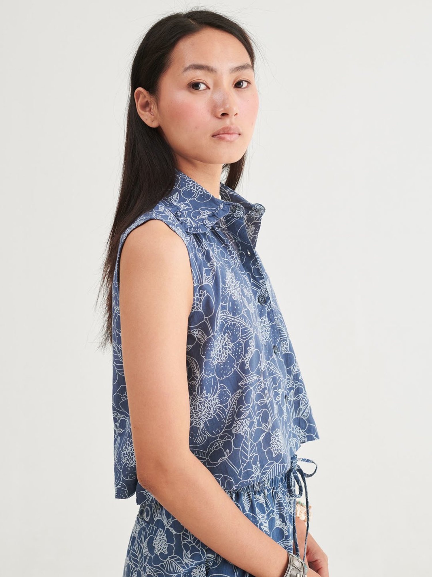 Prakriti Jaipur Indigo Crop Shirt Co-Ord Set