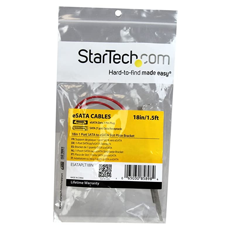 18in 1 Port SATA to eSATA Plate Adapter External SATA Plate 6Gbps eSATA Port Internal SATA to eSATA Adapter 18 inch ESATAPLT18IN Red