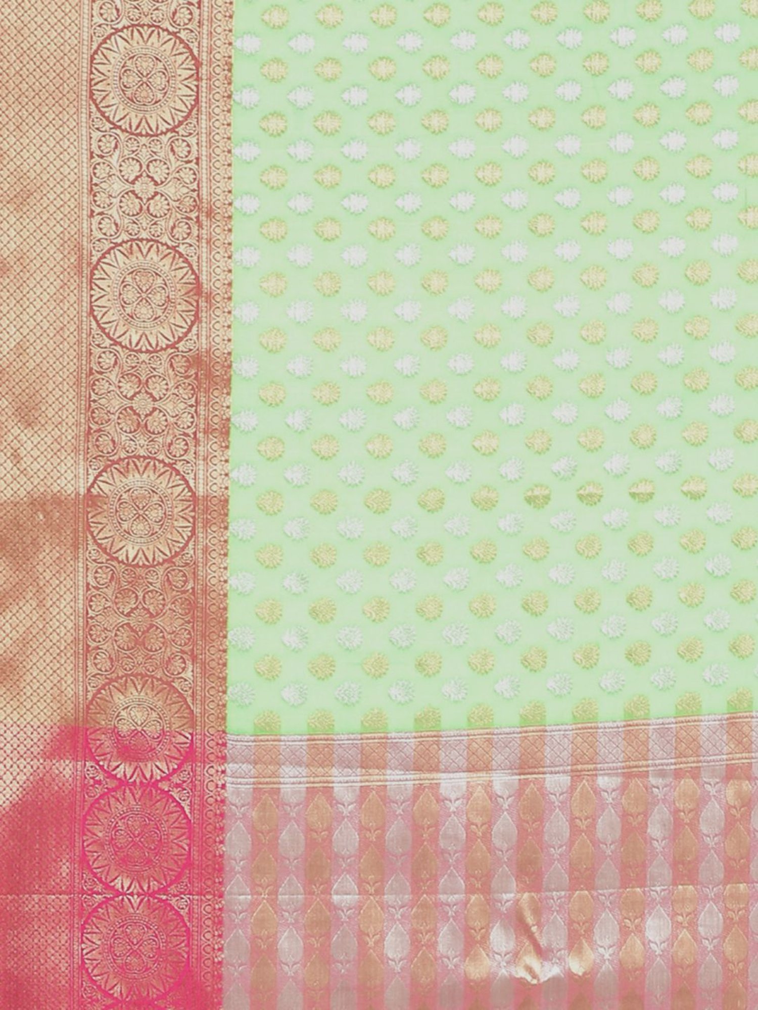 Banarasi Silk Works Green Woven Saree With Unstitched Blouse