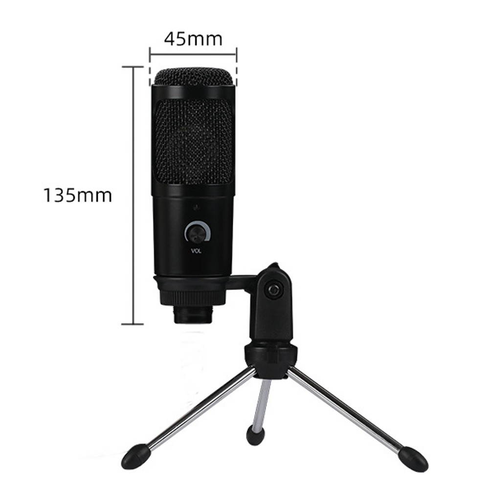 Condenser Microphone USB Microphone Karaoke Recording Broadcasting Podcasting with Clip Tripod Plug and Play for Laptop Desktop PC
