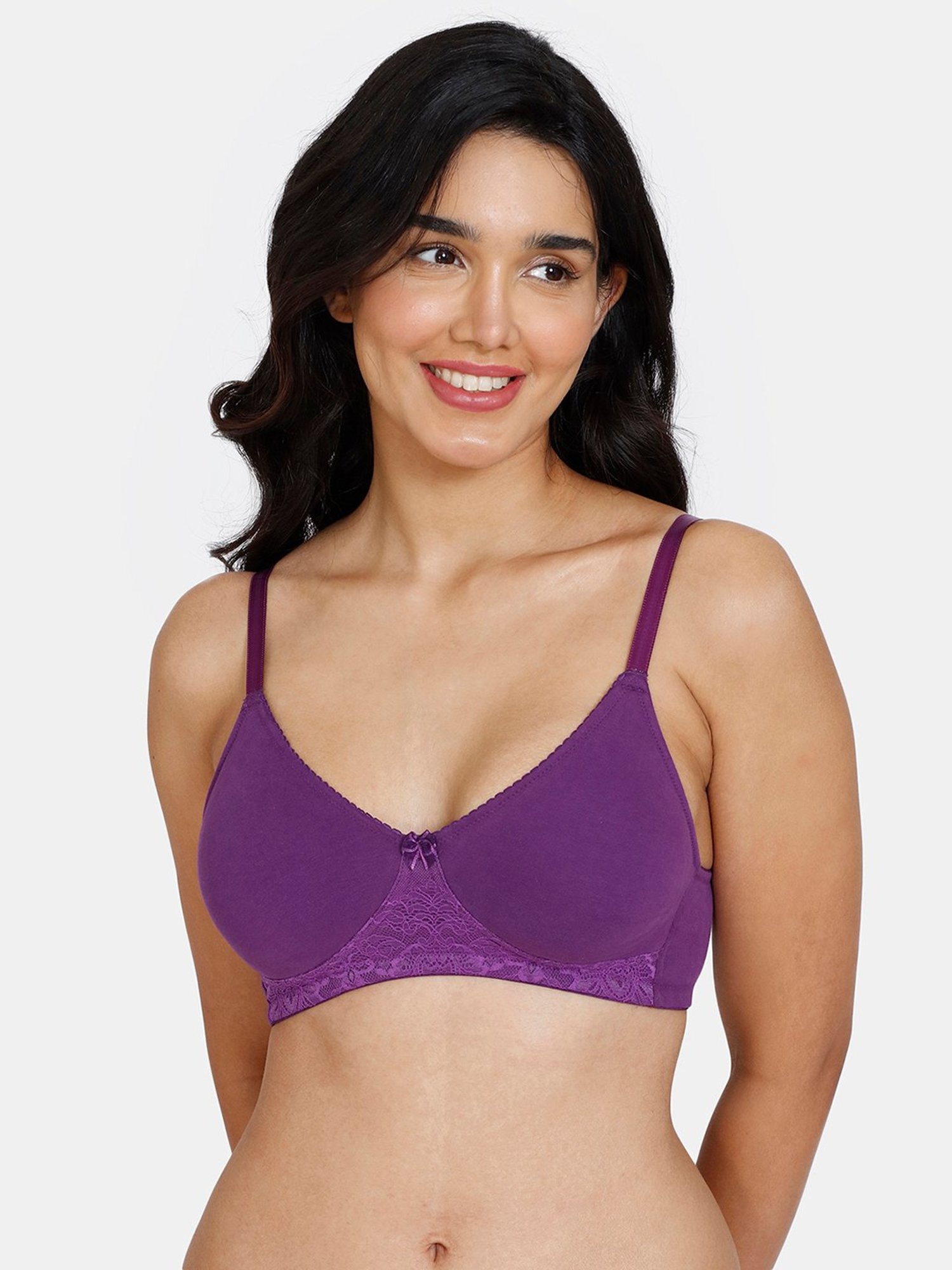 Zivame Purple Half Coverage Double Layered T-Shirt Bra