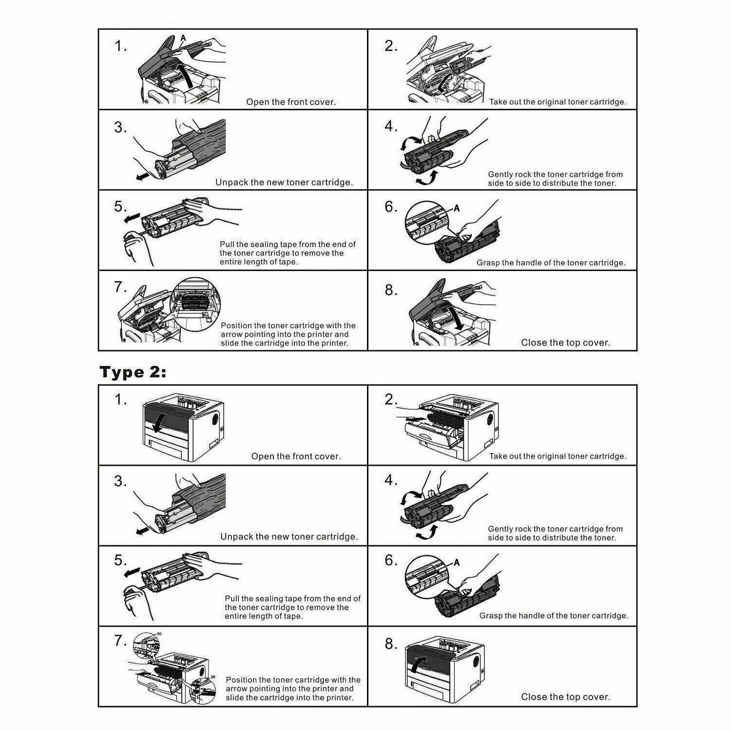 6PK TN1000 Toner Cartridge For Brother HL-1110 HL-1111 HL-1112 HL-1212W HL-1210W