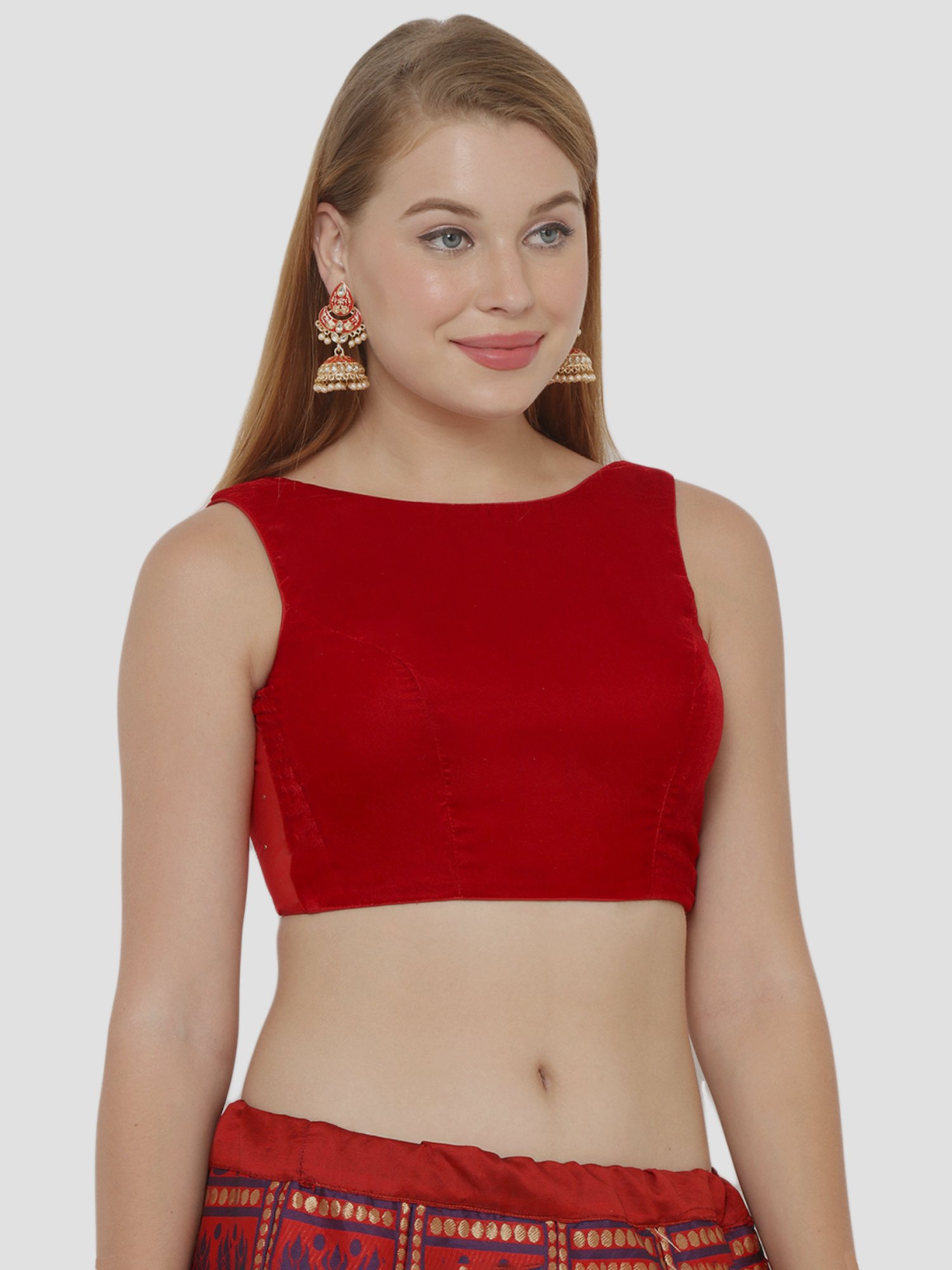 Salwar Studio Red Readymade Blouse