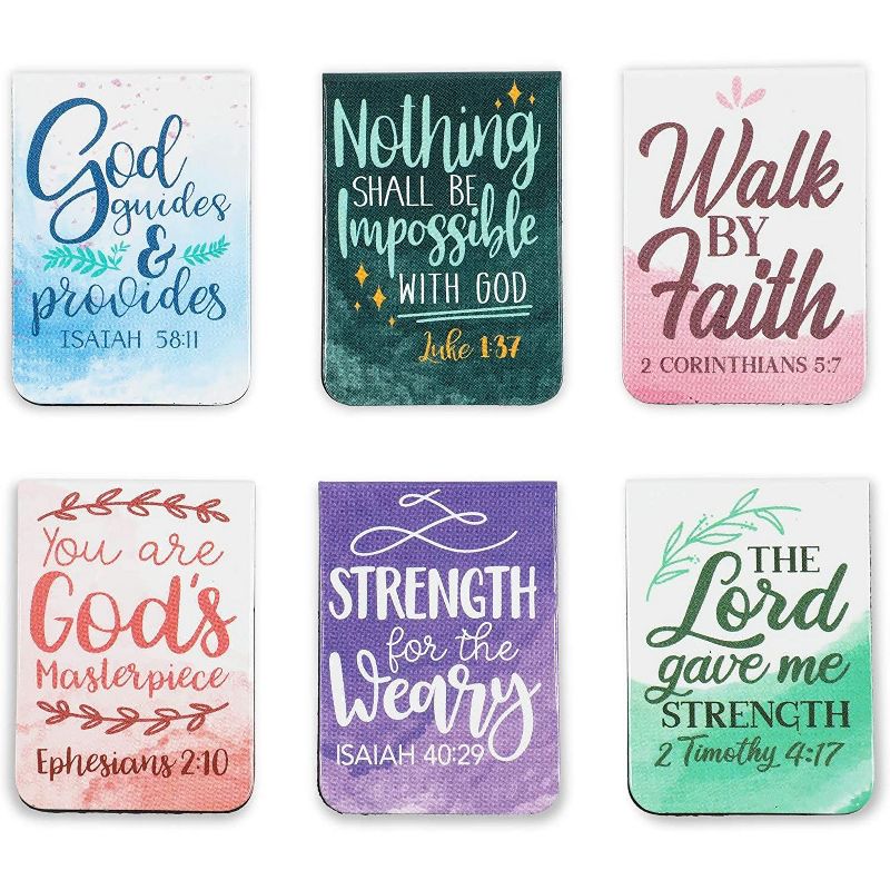 Faithful Finds 72 Pieces Bible Magnetic Bookmarks with Scripture Verses for Books, 1 x 1.35 In