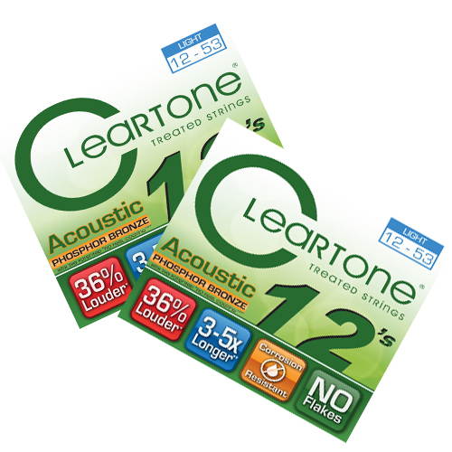 Cleartone Acoustic Guitar strings - Phosphor Bronze - Light .012 .053 - 2 Pack
