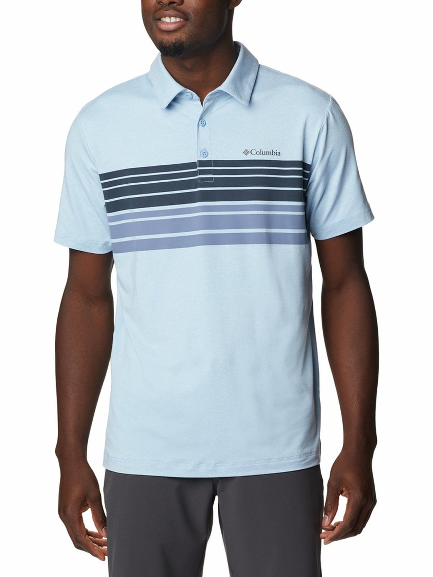 Columbia Men Blue Tech Trail Novelty Polo T-Shirt