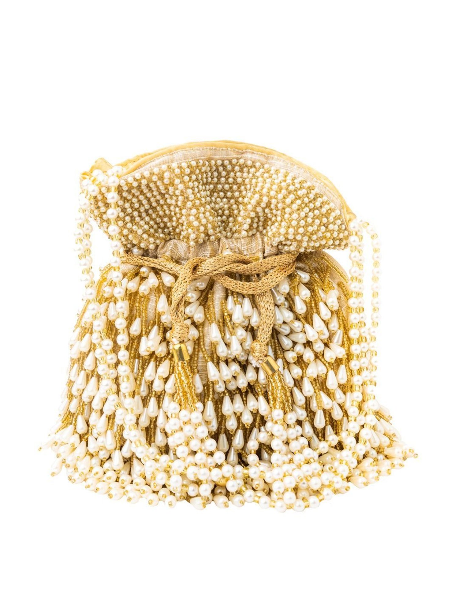 NR by Nidhi Rathi Beige Embellished Potli